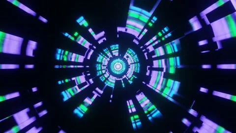 Flashy Techno Glowing Motion 4k uhd 3d rendering vj loop Stock Footage 141379874
