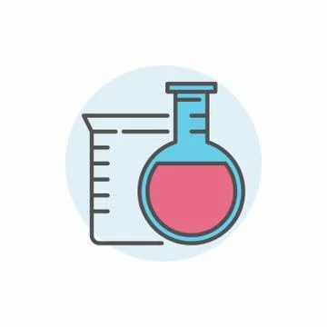 Flask and beaker icon Stock Illustration