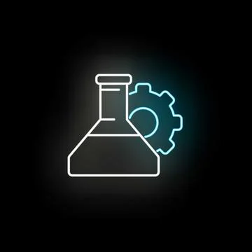 Flask and gear creating scientific research innovation process Stock Illustration