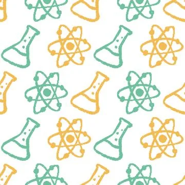 Flask Atom Pixel Seamless Pattern. Vector seamless pattern illustration Stock Illustration