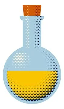 Flask Beaker Retro Science Icon Illustration Stock Illustration