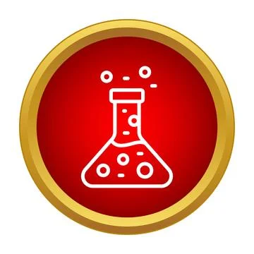 Flask bubbling with liquid in a science laboratory icon Stock Illustration
