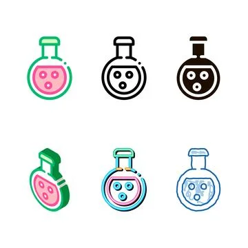 Flask with chemical liquid vector thin series line icon Illustrazione stock