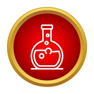 Flask chemical solution bubbling scientific laboratory icon Illustration