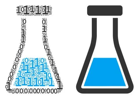 Flask Composition of Binary Digits Illustrazione stock
