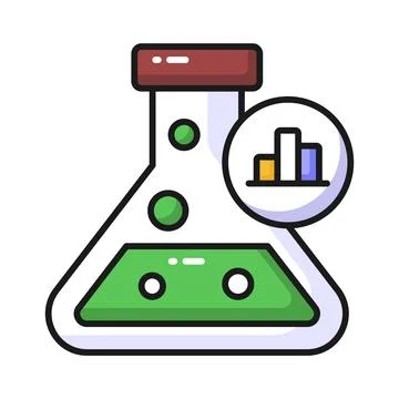 Flask with data chart denoting market data research vector design Stock Illustration