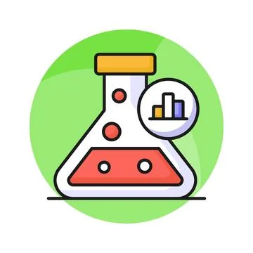 Flask with data chart denoting market data research vector design 스톡 일러스트