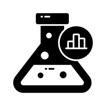 Flask with data chart denoting market data research vector design 스톡 일러스트