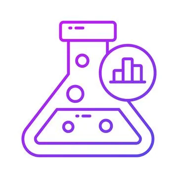 Flask with data chart denoting market data research vector design Stock Illustration