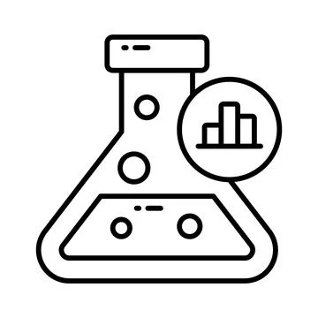 Flask with data chart denoting market data research vector design Illustrazione stock