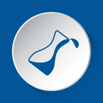 Flask with a drop, blue icon on white button Stock Illustration