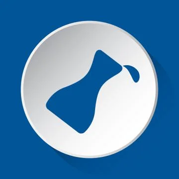 Flask with a drop - blue icon on white button Stock Illustration