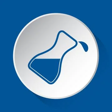 Flask with a drop, blue icon on white button Stock Illustration