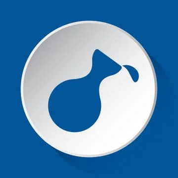 Flask with a drop - blue icon on white button Stock Illustration