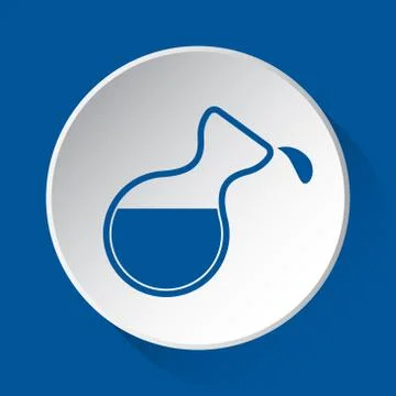 Flask with a drop, blue icon on white button Illustrazione stock