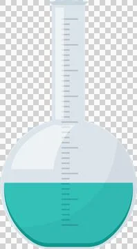Flask filled with green liquid, common laboratory equipment used for scient.. Illustrazione stock