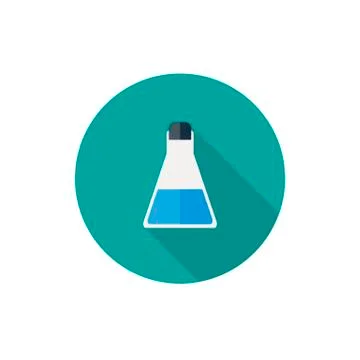 Flask Flat Icon With Long Shadow. Medical Flat Icon. Stock Illustration