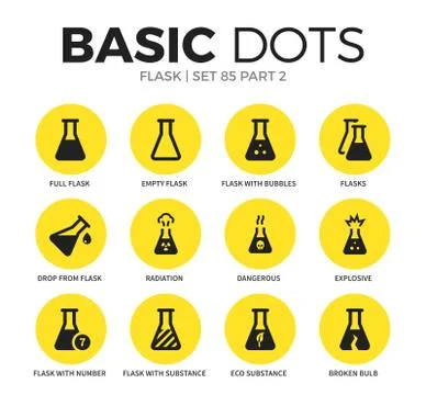 Flask flat icons vector set Illustrazione stock