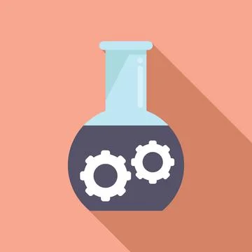 Flask gear control icon flat vector. Business center Stock Illustration
