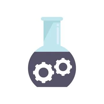 Flask gear control icon flat vector. Business center Stock Illustration