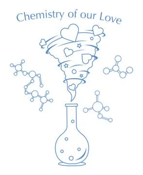 Flask, hearts tornado, love message. Feeling, mood Illustration