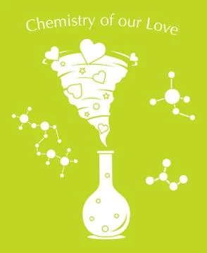 Flask, hearts tornado, love message. Feeling, mood Illustration