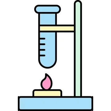 Flask heated above fire vector reaction icon Stock Illustration