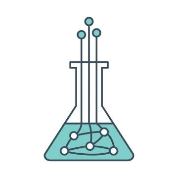Flask icon with ai neural network inside Stock-Illustration
