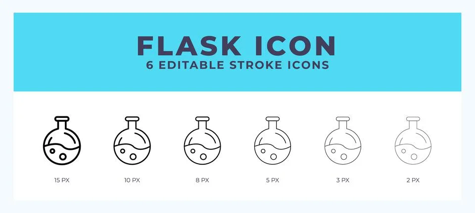 Flask icon in thin line. Bold line. Regular line. Editable stroke. Stock Illustration