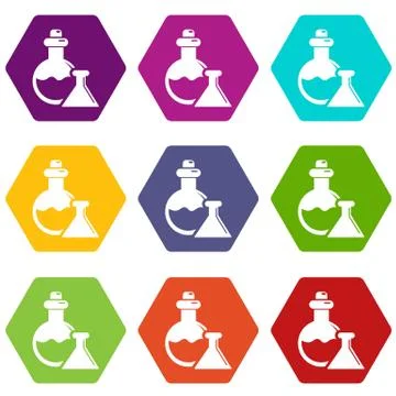 Flask icons set 9 Ilustración de archivo