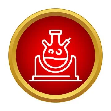 Flask with liquid chemical in lab icon Stock Illustration