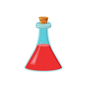 Flask with liquid. Magic alchemical elixir. Witch Drink. Vector image isolate Stock Illustration