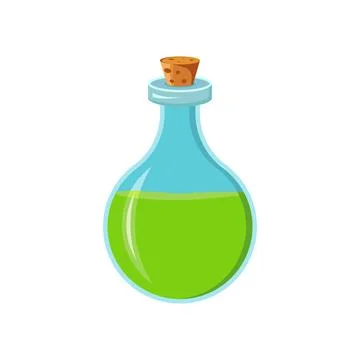 Flask with liquid. Magic alchemical elixir. Witch Drink. Vector image isolate Stock Illustration