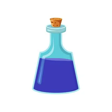 Flask with liquid. Magic alchemical elixir. Witch Drink. Vector image isolate Stock Illustration