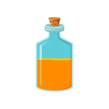 Flask with liquid. Magic alchemical elixir. Witch Drink. Vector image isolate Stock Illustration
