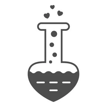 Flask with love drink solid icon, Valentines Day concept, Love elixir sign on 스톡 일러스트