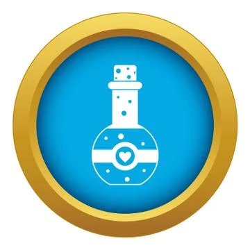 Flask of love elixir icon blue isolated Stock Illustration