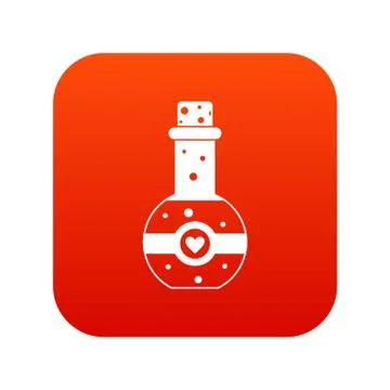 Flask of love elixir icon digital red Stock Illustration