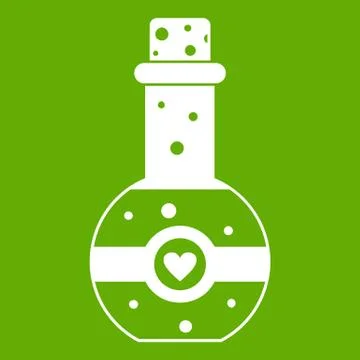 Flask of love elixir icon green Stock Illustration