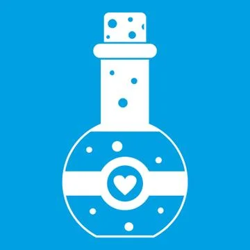 Flask of love elixir icon white Stock Illustration