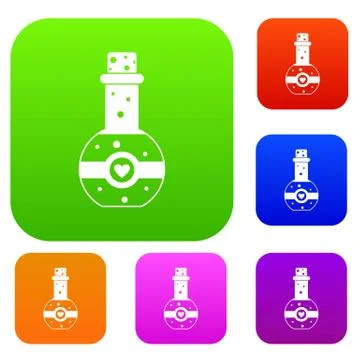 Flask of love elixir set collection Stock Illustration