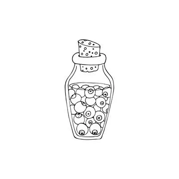 Flask with magic potion, potion of eye. Illustration of the magic bottle with Stock Illustration