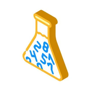 Flask with numbers isometric icon vector illustration 스톡 일러스트
