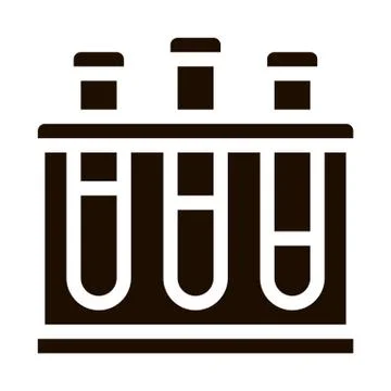 Flask With Pathogen Analysis Vector Sign Icon Stock Illustration