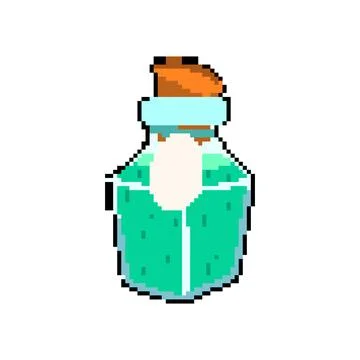 Flask potion bottle pixel art vector illustration Stock Illustration