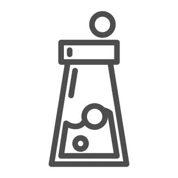 Flask with potion line icon. Drink with bubbles vector illustration isolated on Stock Illustration