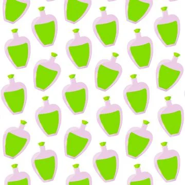 Flask potion perfume jar green pattern textile Illustration