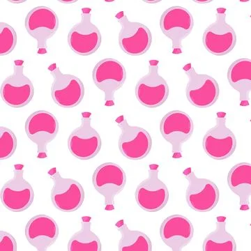 Flask potion perfume jar pink pattern textile Illustration