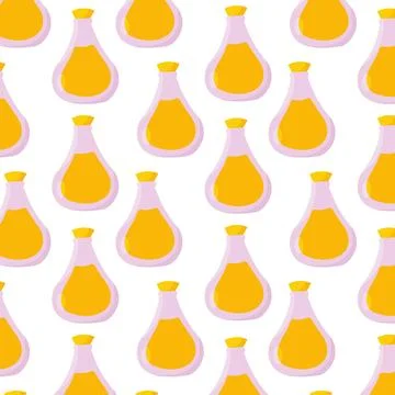 Flask potion perfume jar yellow pattern textile Illustration