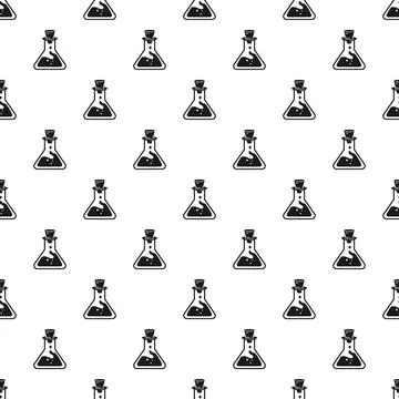Flask repeating seamless pattern background for science and magic Stock Illustration